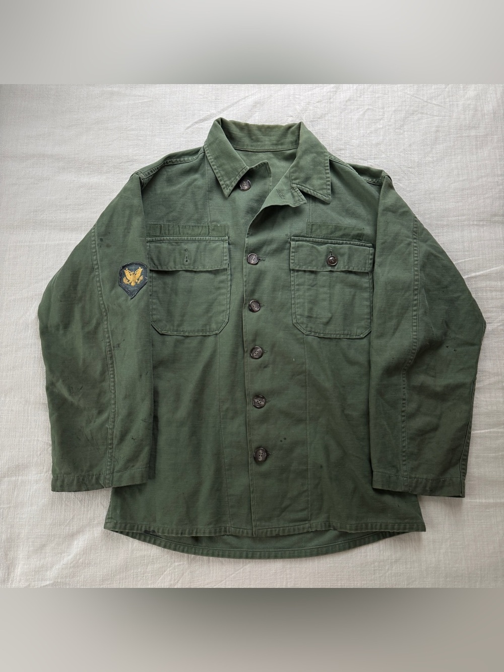 Vintage 1950s/60s OG-107 Military Utility Shirt Eagle Patch